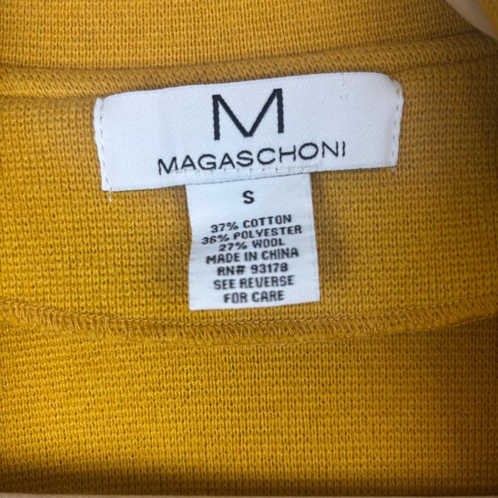 Magaschoni S Mustard Yellow Open Front Cardigan Blazer Jacket Cotton Wool Blend - Picture 2 of 4